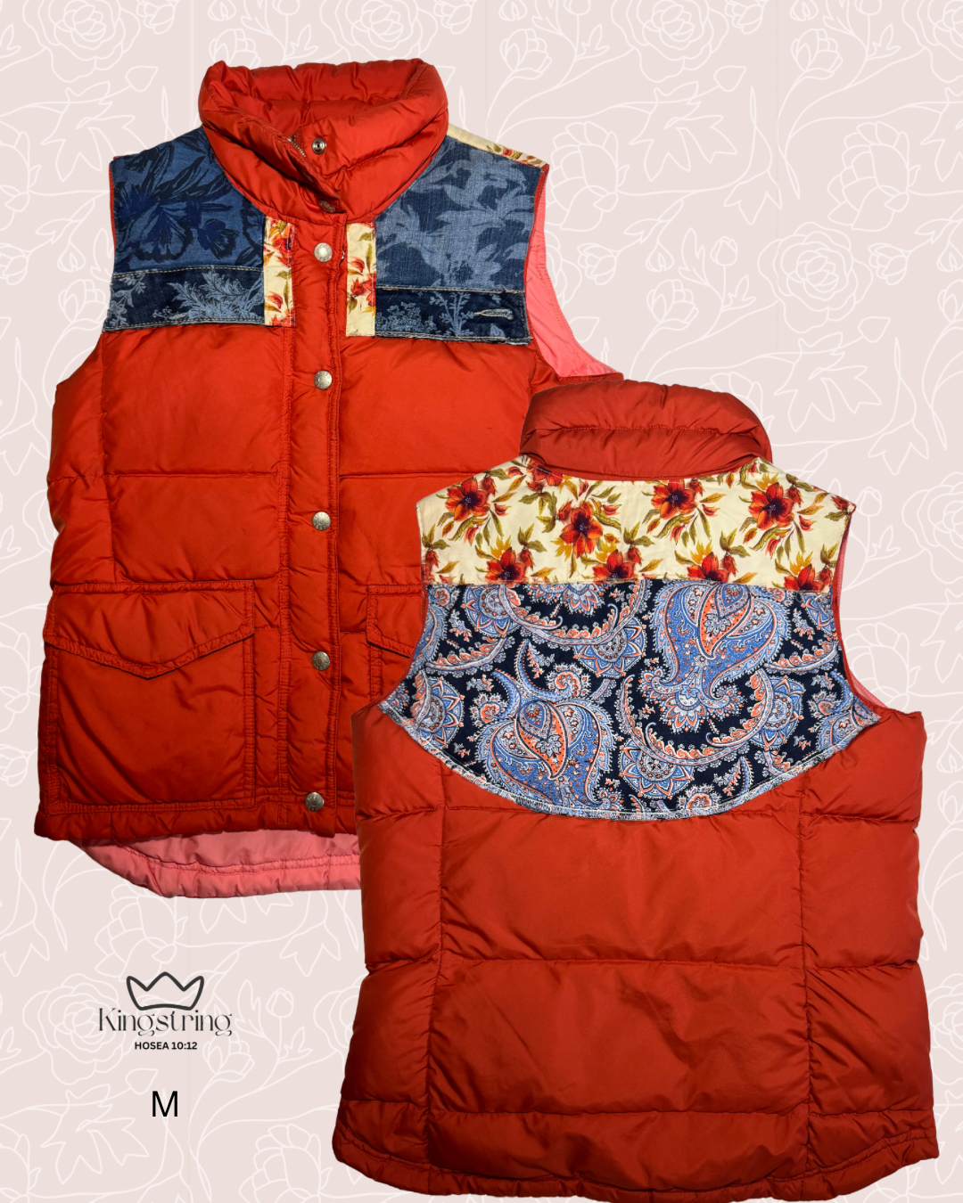 #418 Orange Denim Bandana Floral