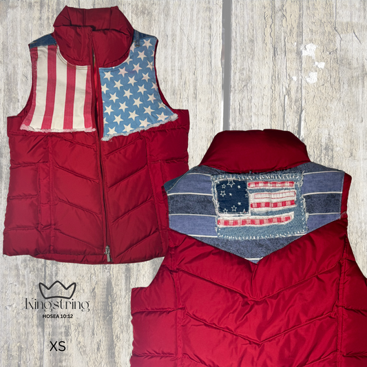 #448 Red - Denim Hand Stitched Flag